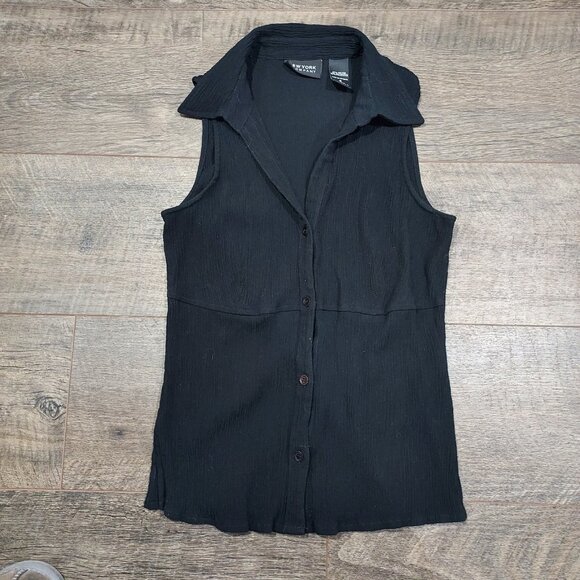 New York&Co Maxi Skirt Black Floral Sleevless Top Crinkle Size S 1990 Vintage - Picture 3 of 16